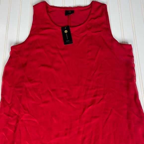 JM Collection Petite Asymmetrical-Overlay Necklace Dress Red Size PL NWT - Picture 6 of 12